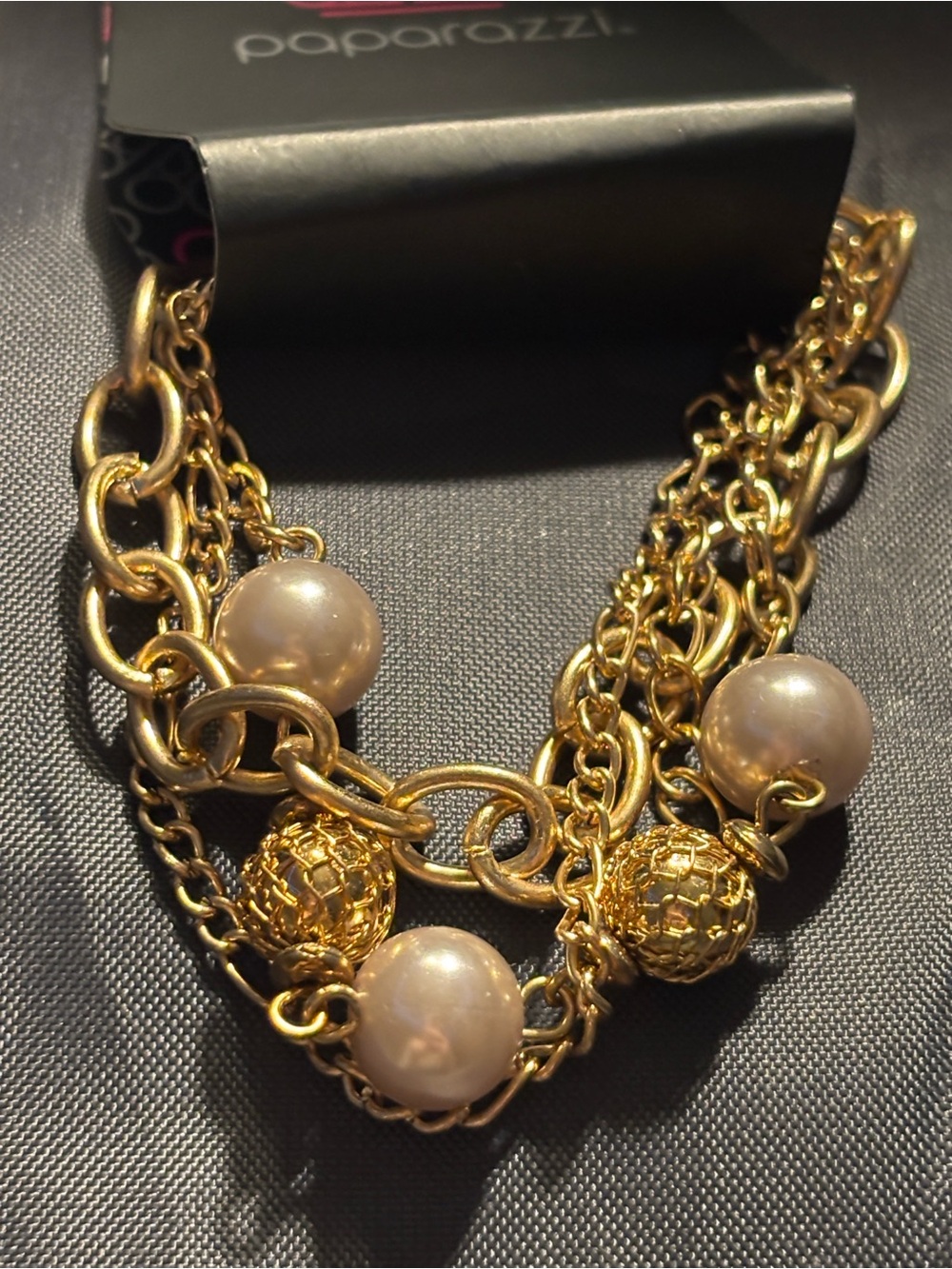 paparazzi Gold Chain Bracelet with Cream Pearls